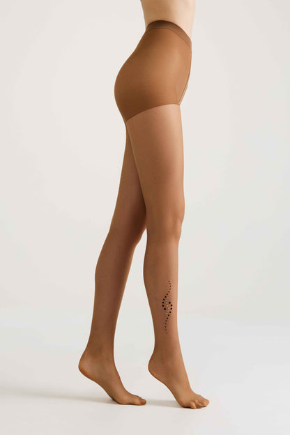 Fantasy Tights Conte Sheen - Flock and Rhinestone Applique