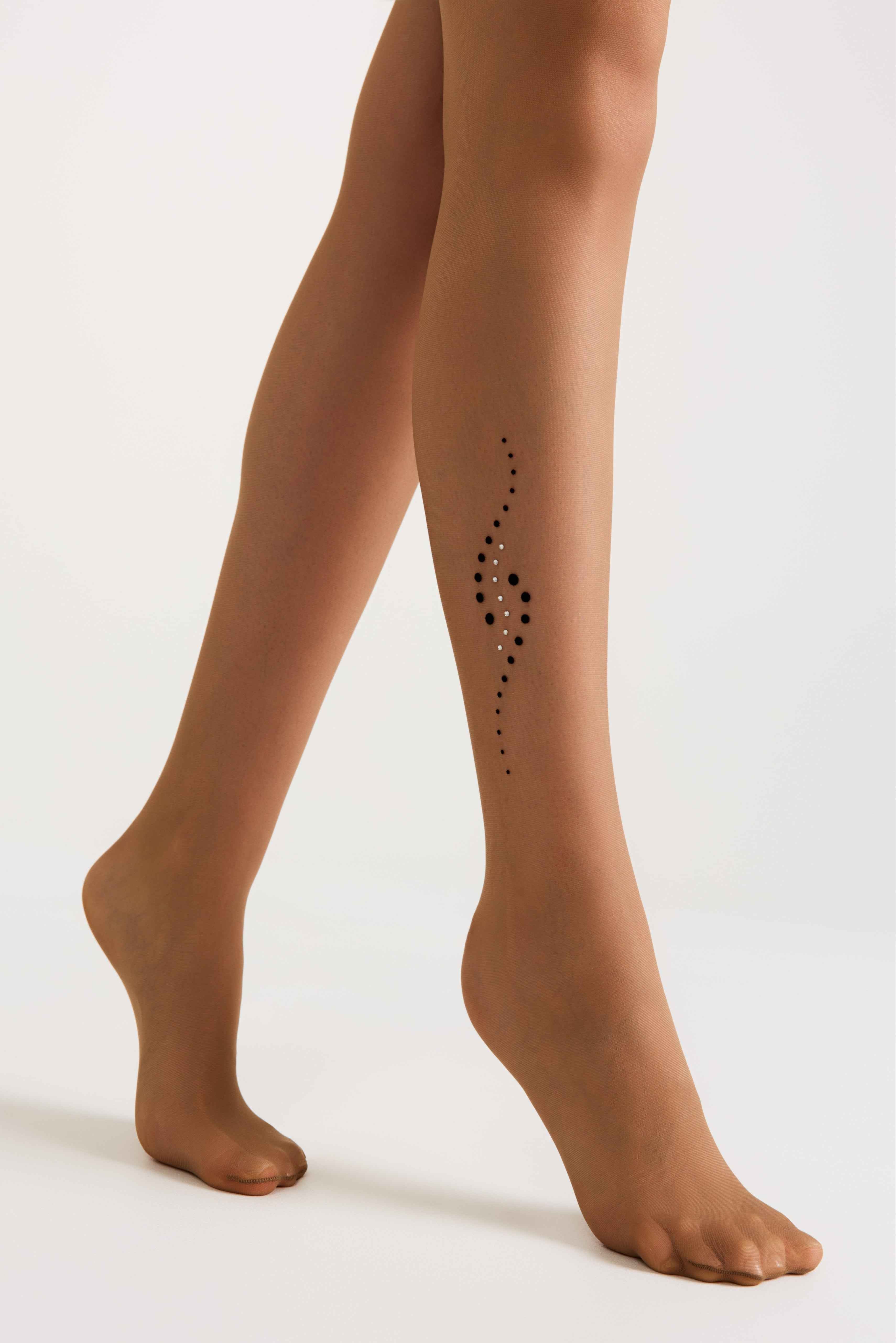 Fantasy Tights Conte Sheen - Flock and Rhinestone Applique