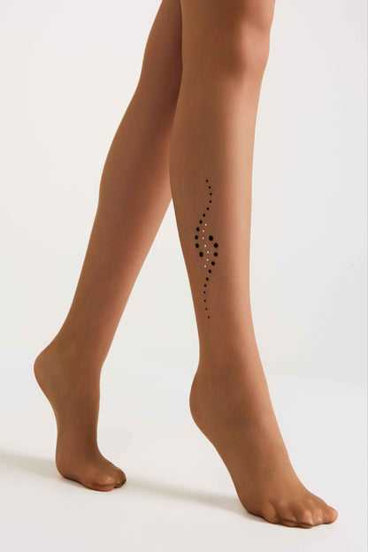 Fantasy Tights Conte Sheen - Flock and Rhinestone Applique