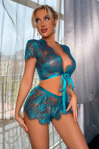 Peacock Lace Bra Set