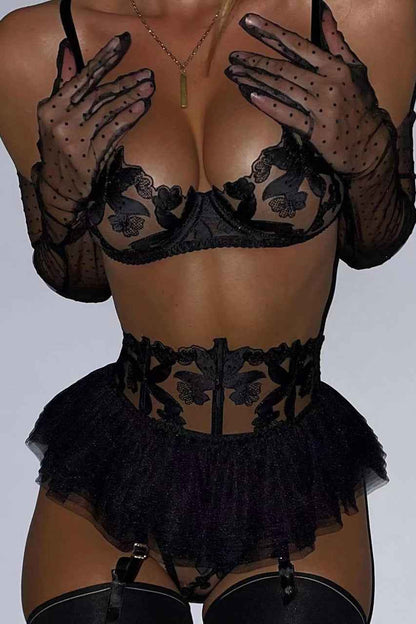Floral Mesh Ballerina Bra Set