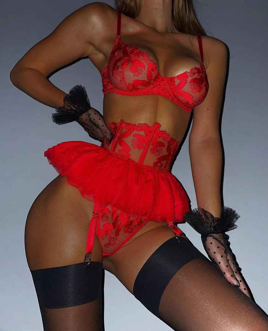 Floral Mesh Ballerina Bra Set