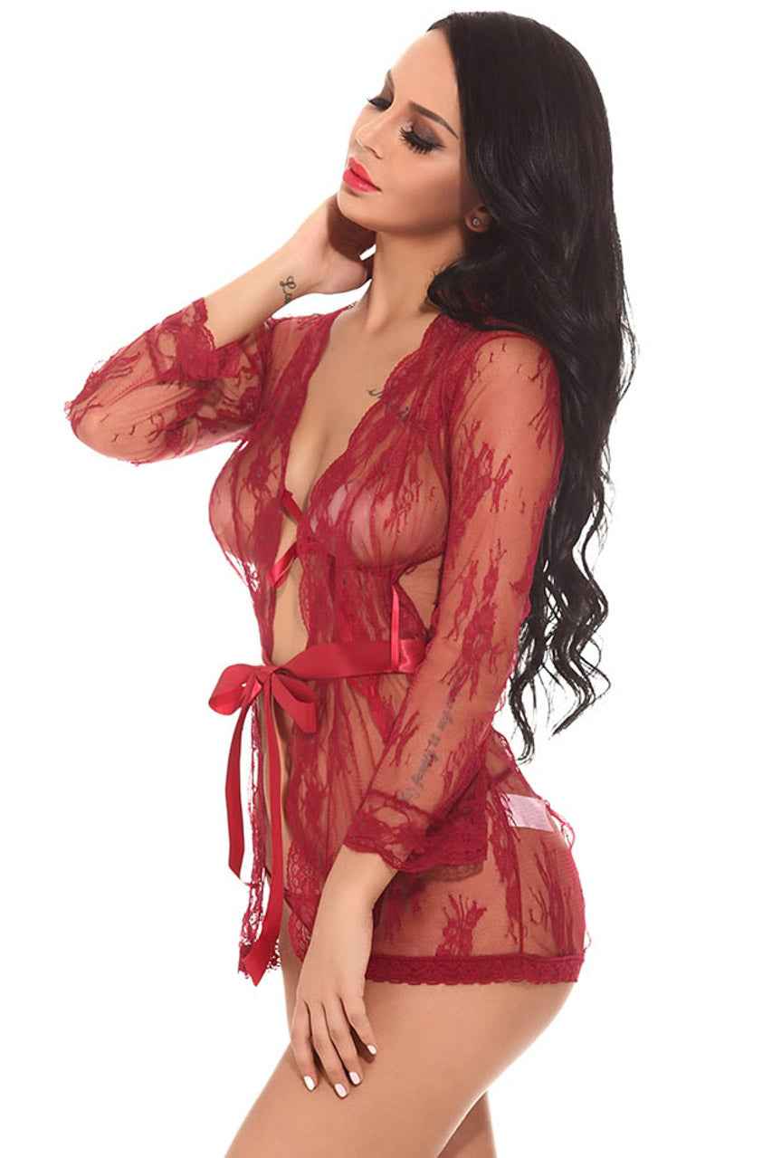 Delicate Lace Short Robe