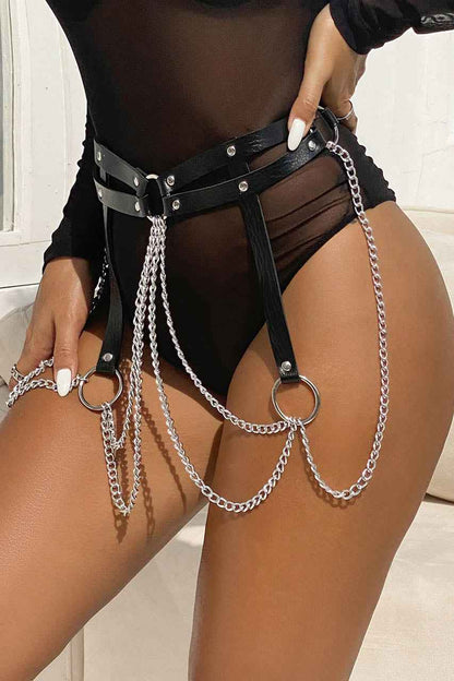 Faux Leather and Chains Belt