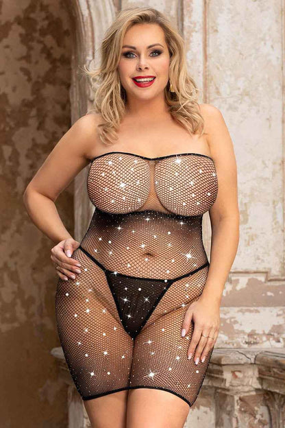 Plus Size Diamond Net Chemise