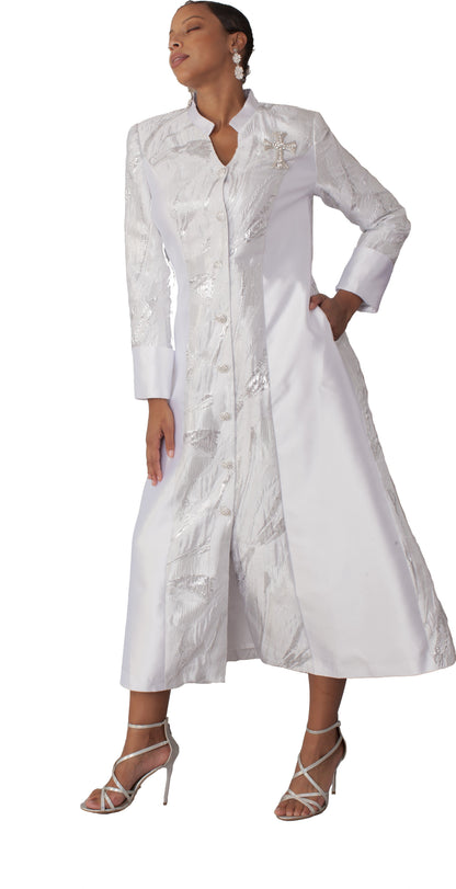 Plus Size Brocade Clergy Robe with Cross Brooch – 4821W by Tally Taylor