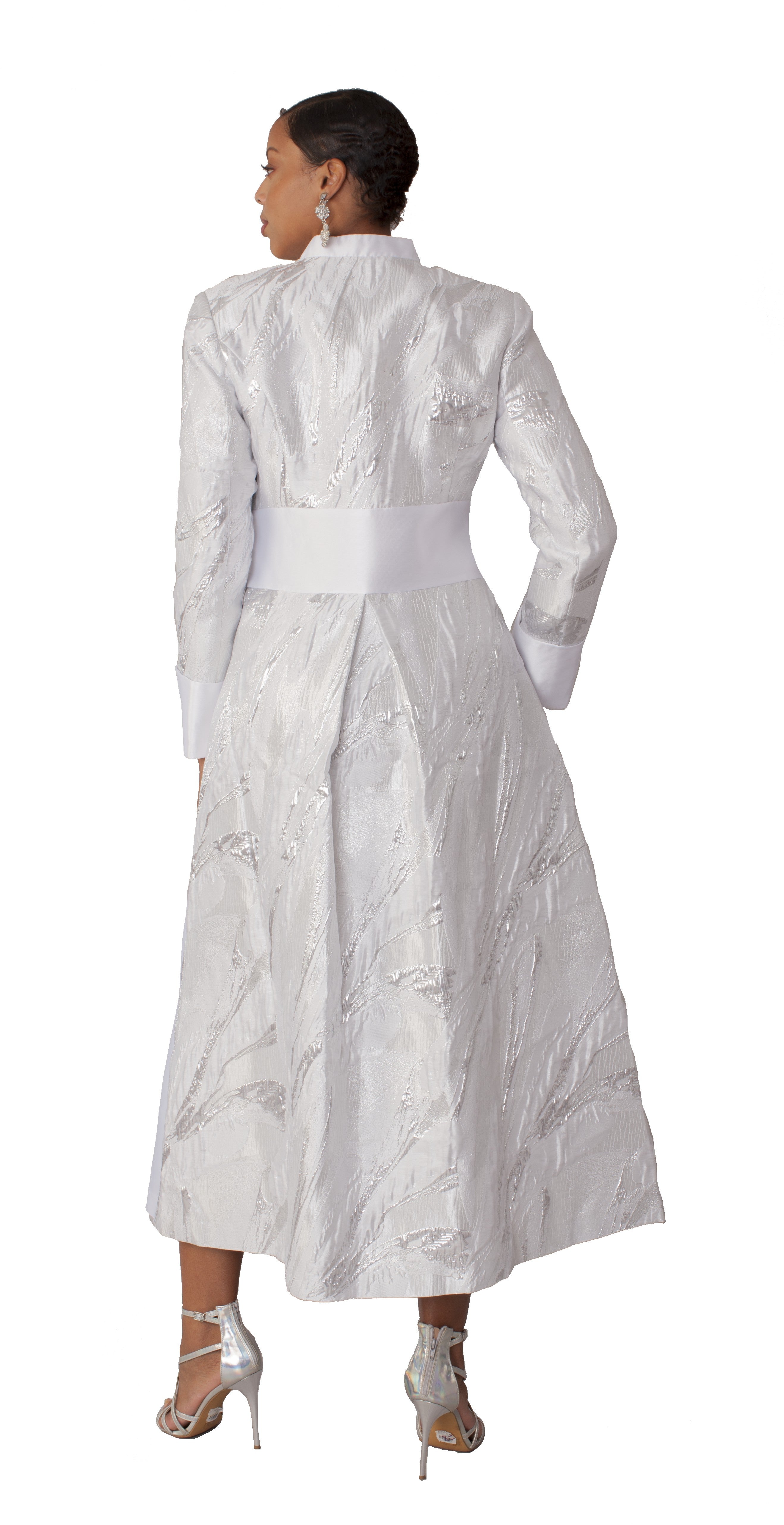Plus Size Brocade Clergy Robe with Cross Brooch – 4821W by Tally Taylor