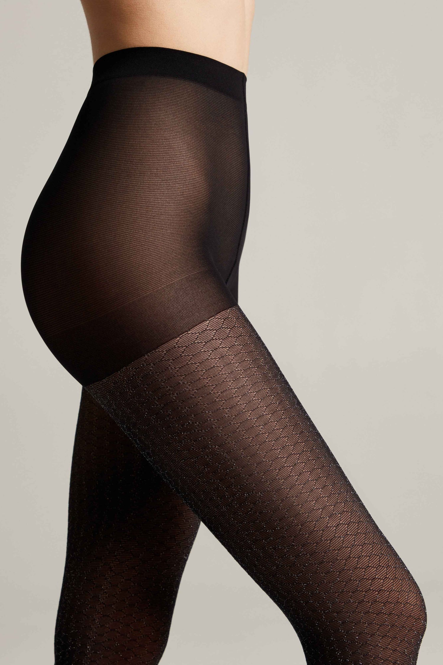 Fantasy Tights Conte Silver - Shining Openwork Honeycomb Pattern