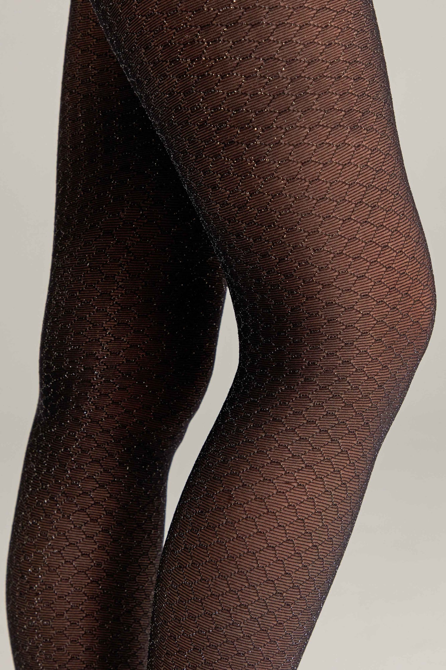 Fantasy Tights Conte Silver - Shining Openwork Honeycomb Pattern