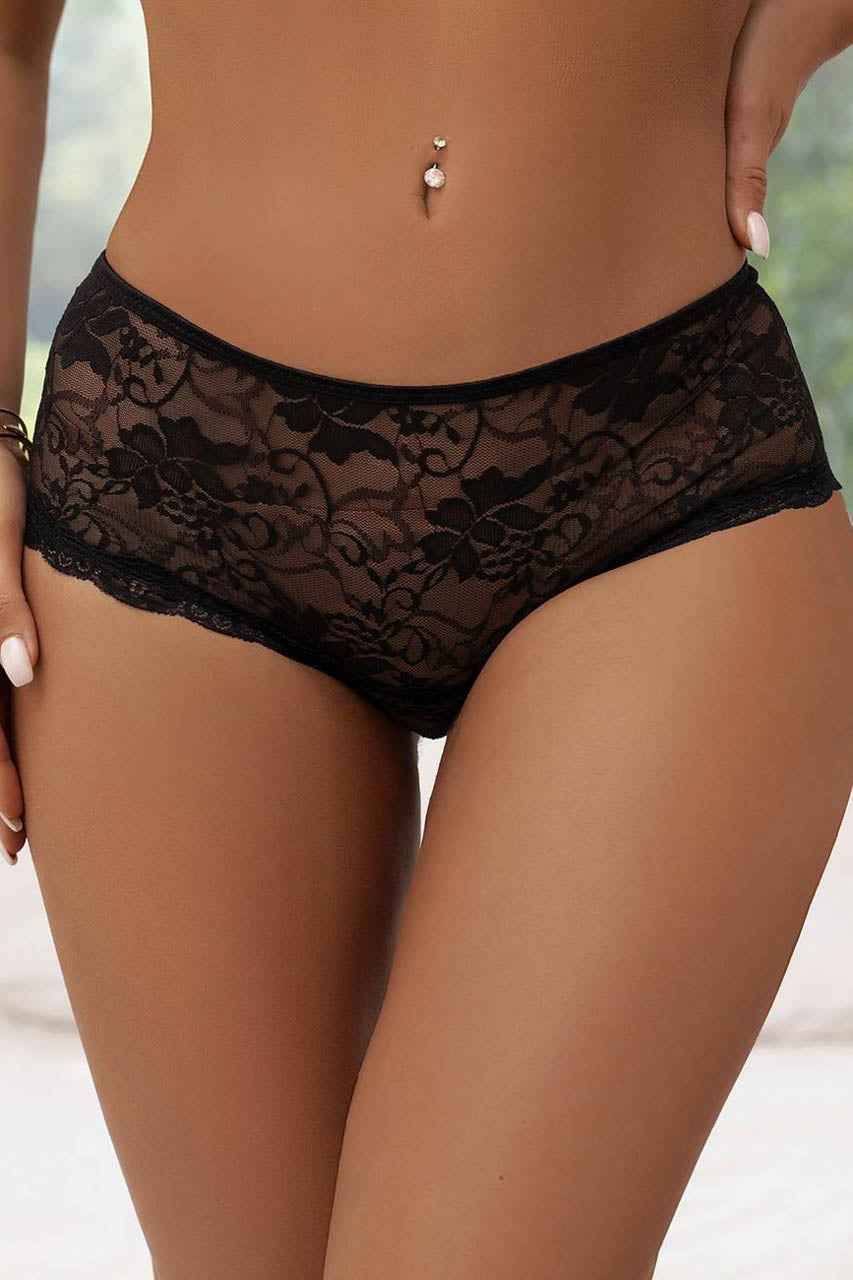 Plus Size Lace-Up Crotchless Panty