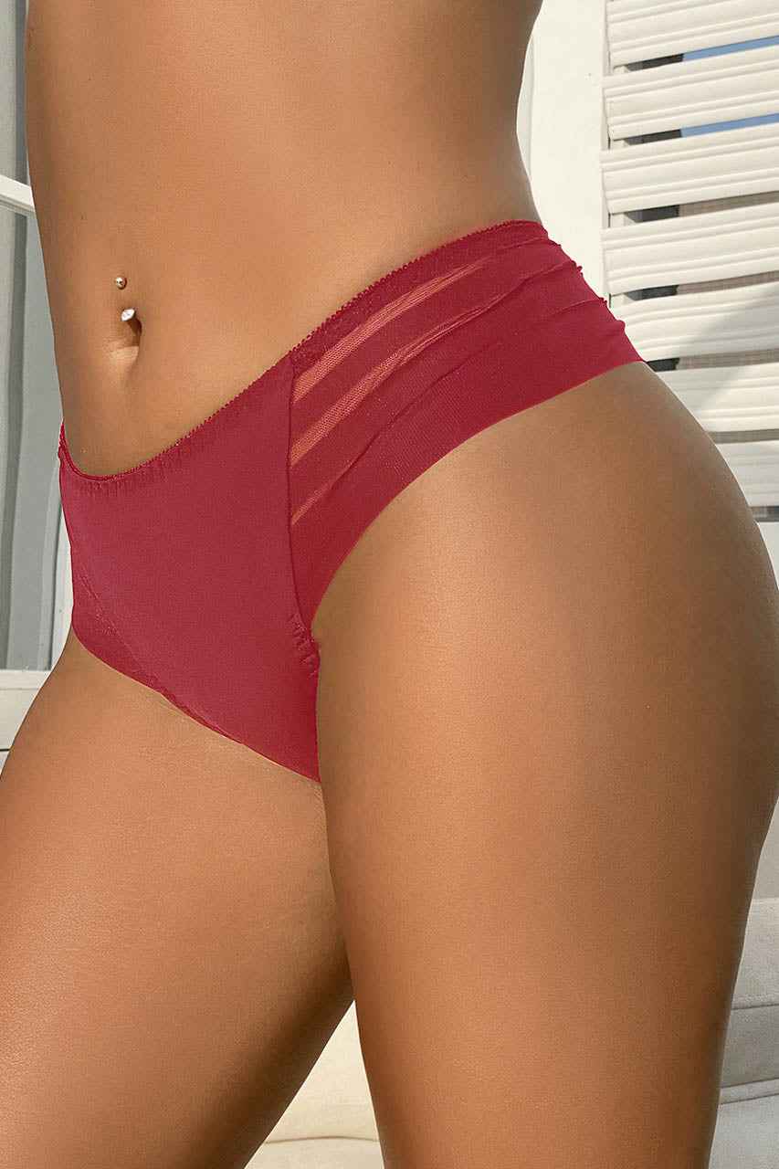 Plus Size Stripe Mesh Bikini Panty