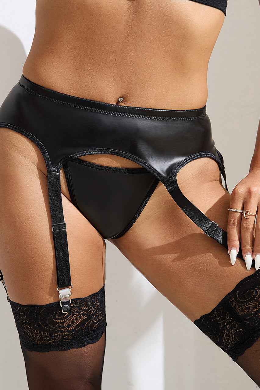 Black Patent Leather Garter and Panty