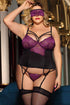 Plus Size Black and Purple Lace Bustier Set