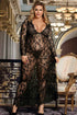 Plus Size Long Lace V Neck Gown
