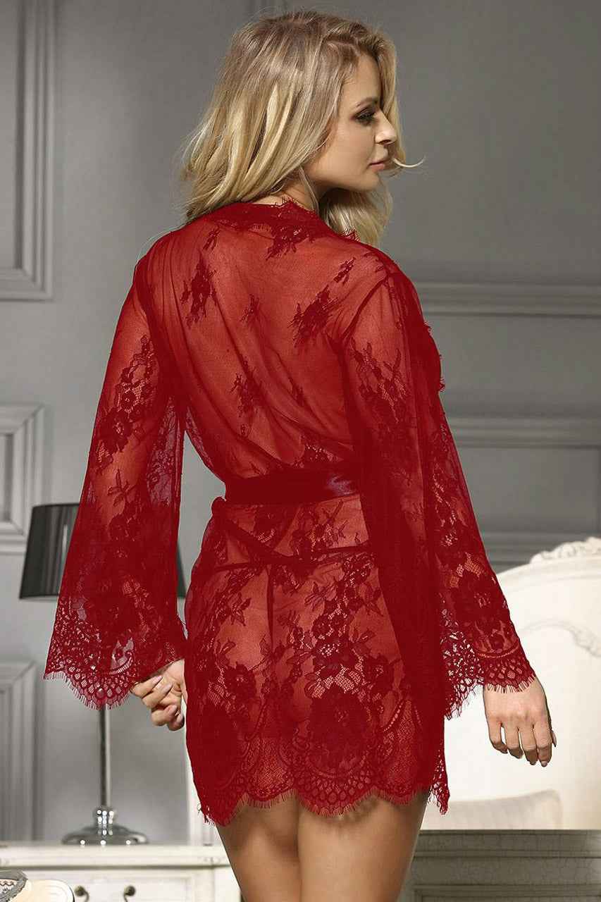 Short Eyelash Lace Robe