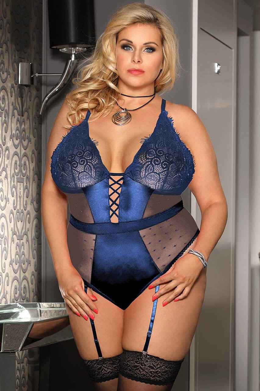 Plus Size Deluxe Satin and Lace Teddy