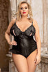 Plus Size Split Cup Faux Leather Teddy
