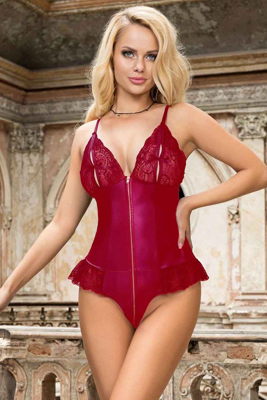 Split Cup Faux Leather Teddy