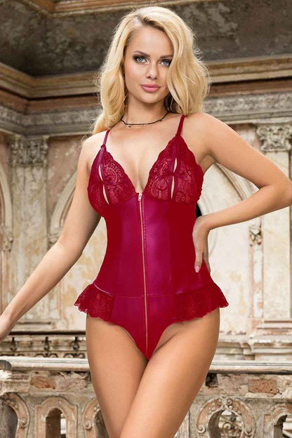 Split Cup Faux Leather Teddy