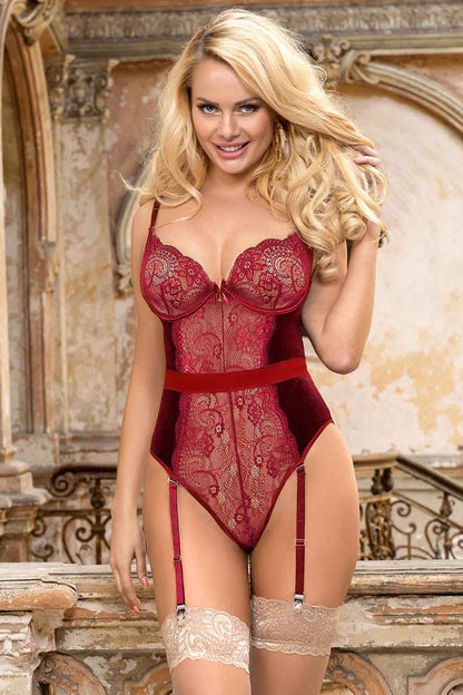 Velvet and Lace Underwire Teddy