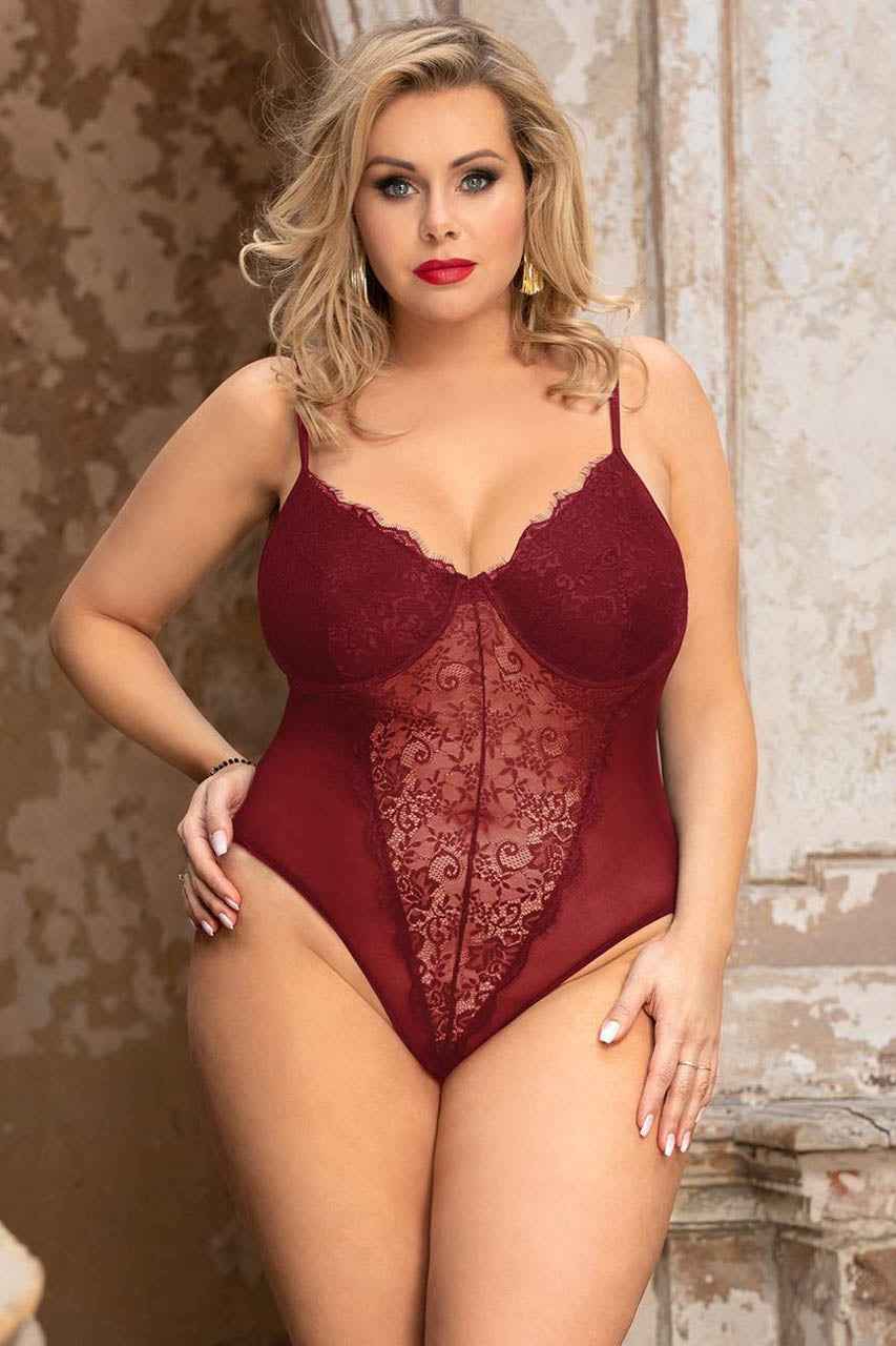 Plus Size Lace Underwire Teddy