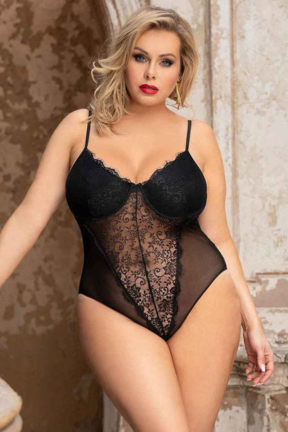 Plus Size Lace Underwire Teddy
