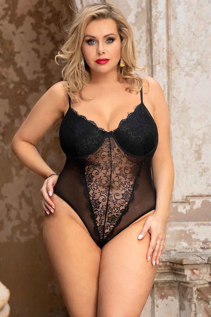 Plus Size Lace Underwire Teddy