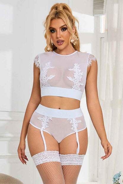 Plus Size Black Embroidered Bra Set