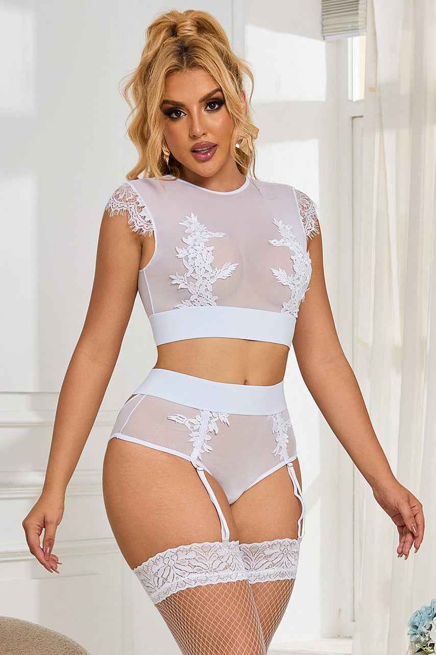 Plus Size Black Embroidered Bra Set