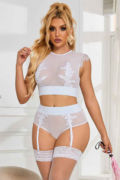 Plus Size Black Embroidered Bra Set