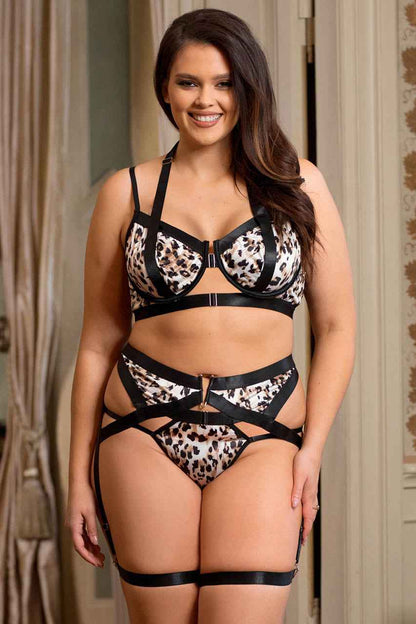 Plus Size Banded Leopard Bra Set