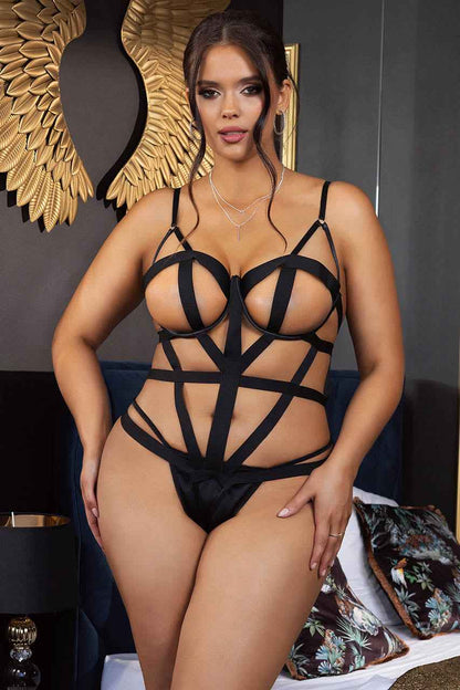 Plus Size Black Bandage Teddy