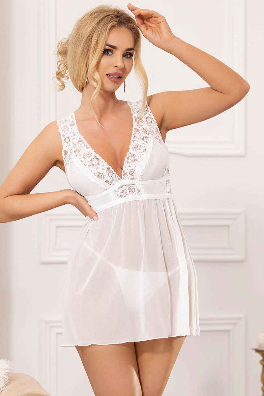 Deep V Mesh Babydoll