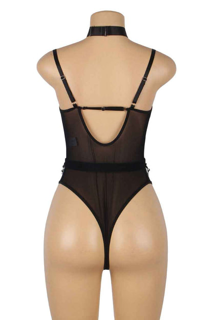 Black Chain Harness Bodysuit