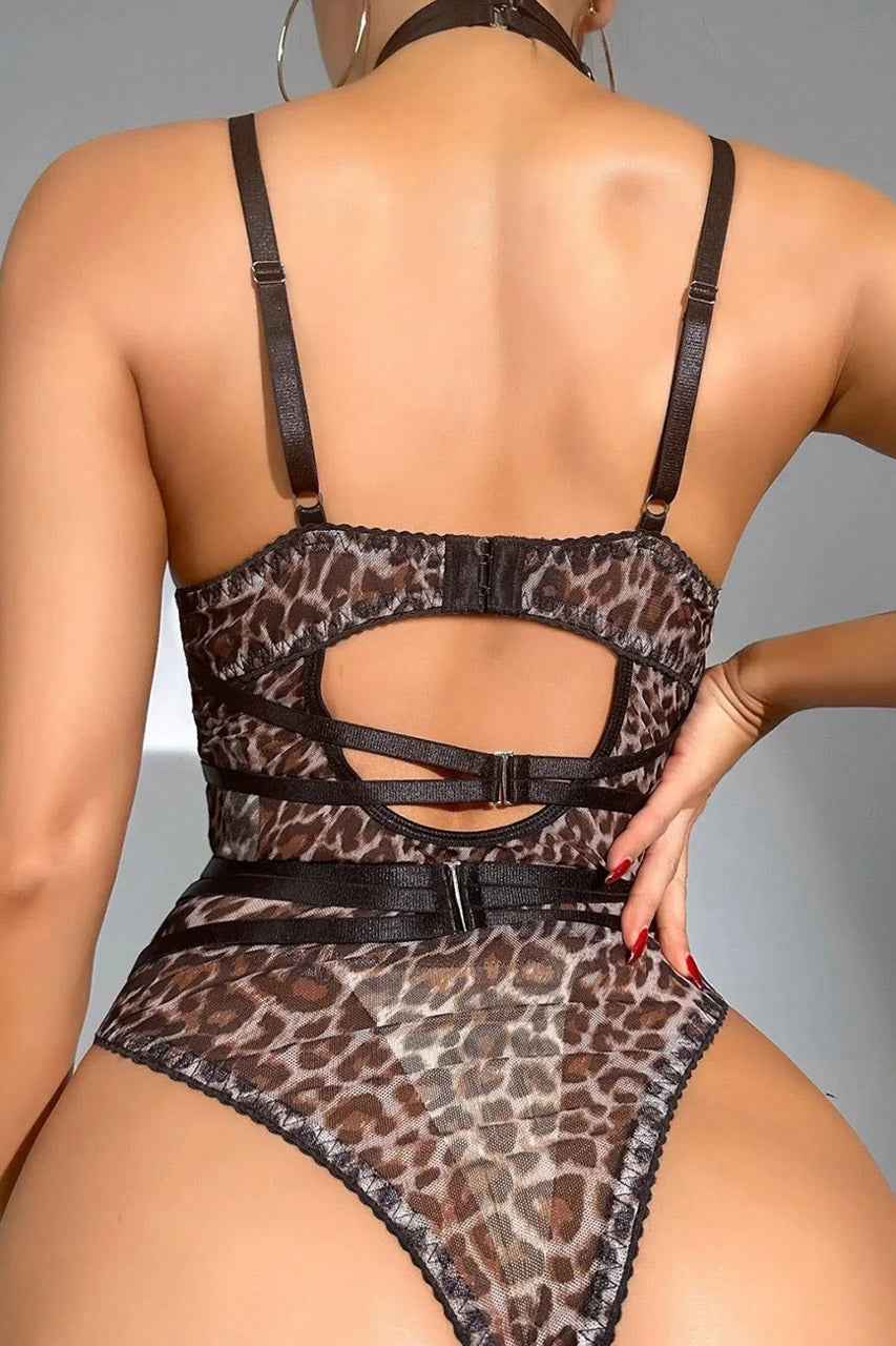 Leopard Print Bondage Teddy