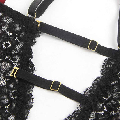 Burgundy Faux Leather Teddy Lingerie