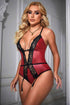 Plus Size Burgundy Faux Leather Teddy Lingerie