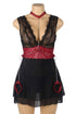 Black Mesh and Leather Chemise