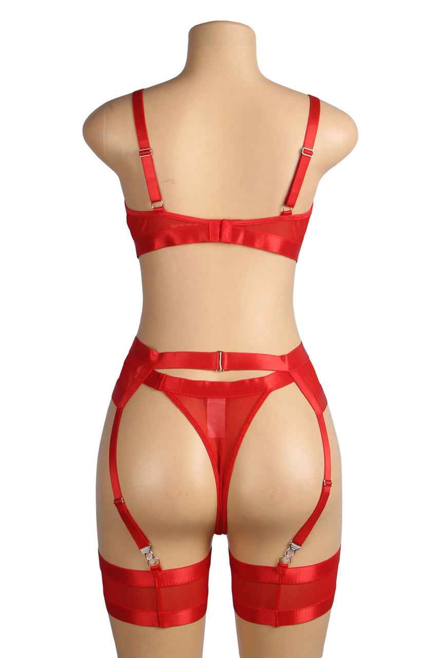 Bondage Bra and Garterbelt Set