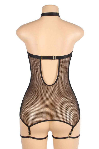 Pleather Deep V Halter Chemise