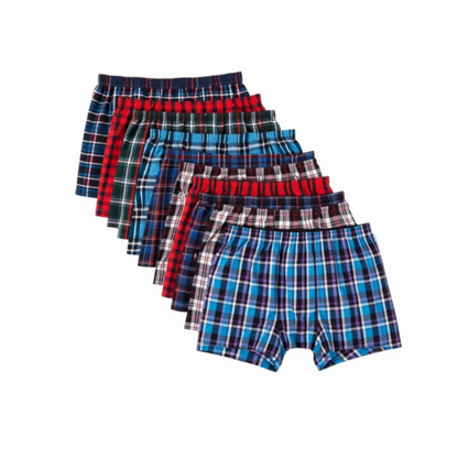Men's 6 Pack Assorted Plaid Boxers - Cotton Blend Underwear (Sizes S-4XL)