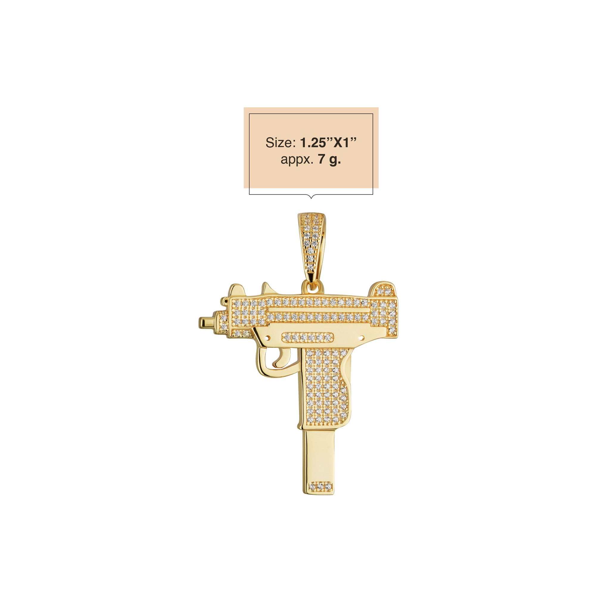 Uzi Pendant 925 Sterling Silver