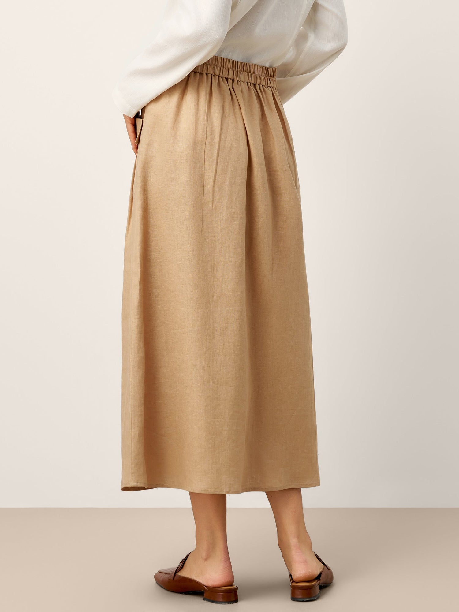 100% Linen Flap Pocket A-Line Skirt IANTHE by LINTICO