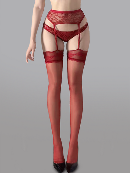 Lace Waist Garter Tights - leggings