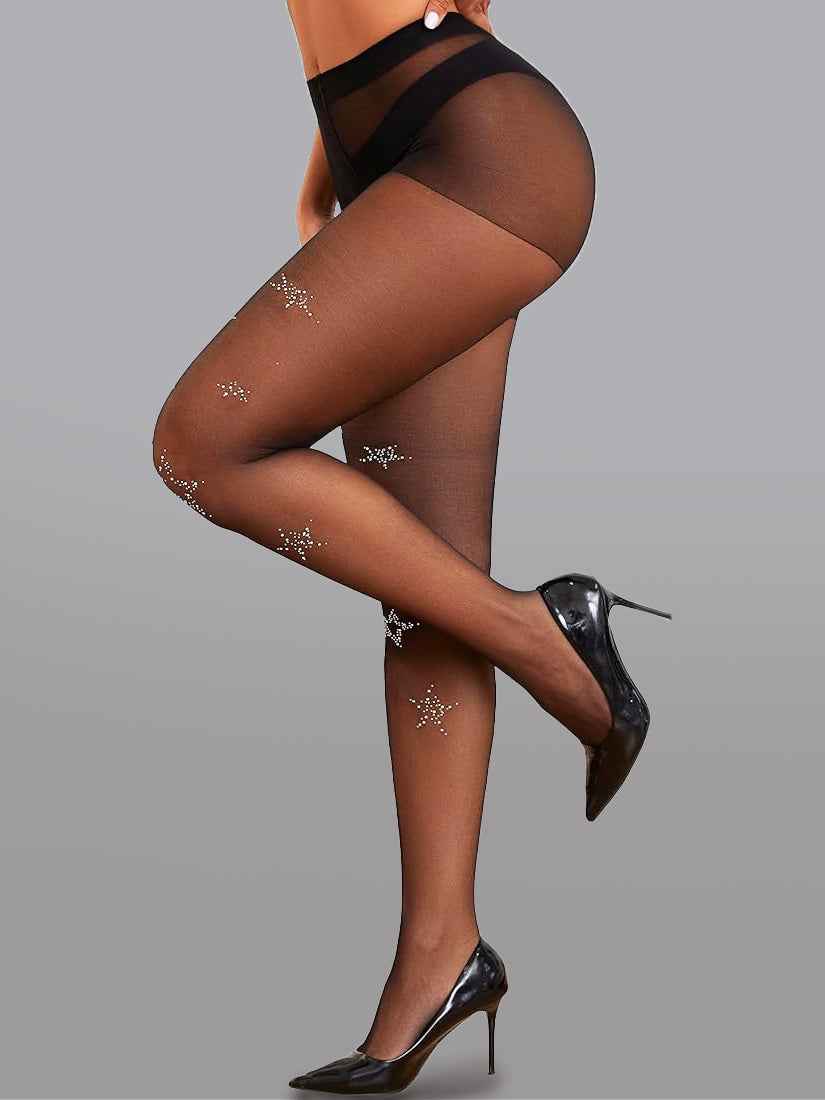 Star Diamond Embellished Tights