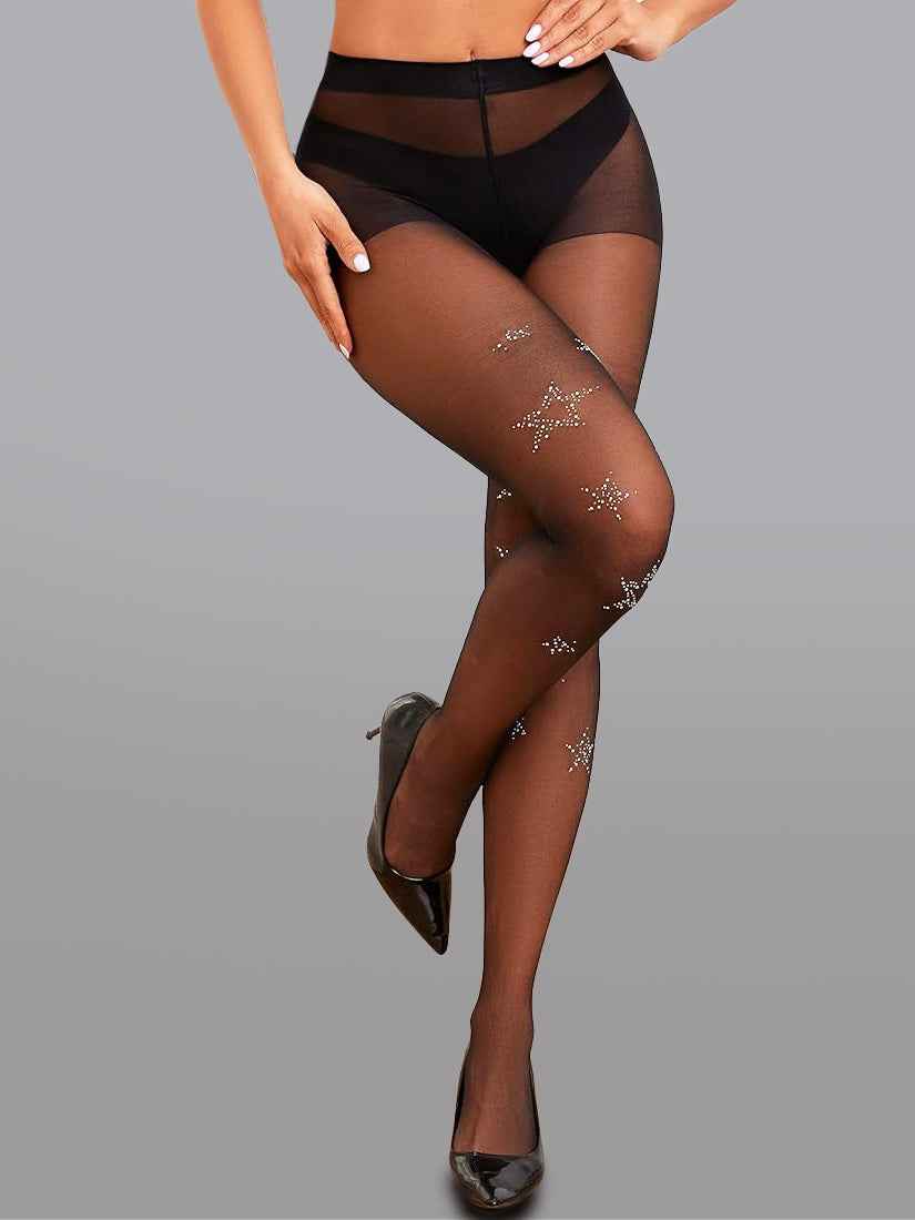 Star Diamond Embellished Tights