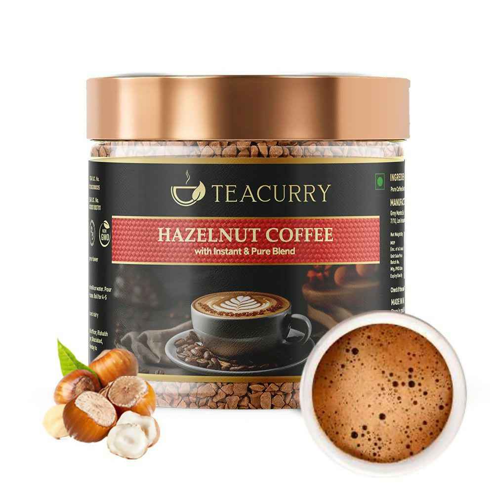 Teacurry Hazelnut Instant Coffee Powder - Arabica Freeze Dried Coffee for Instant Hot &amp; Cold Coffee