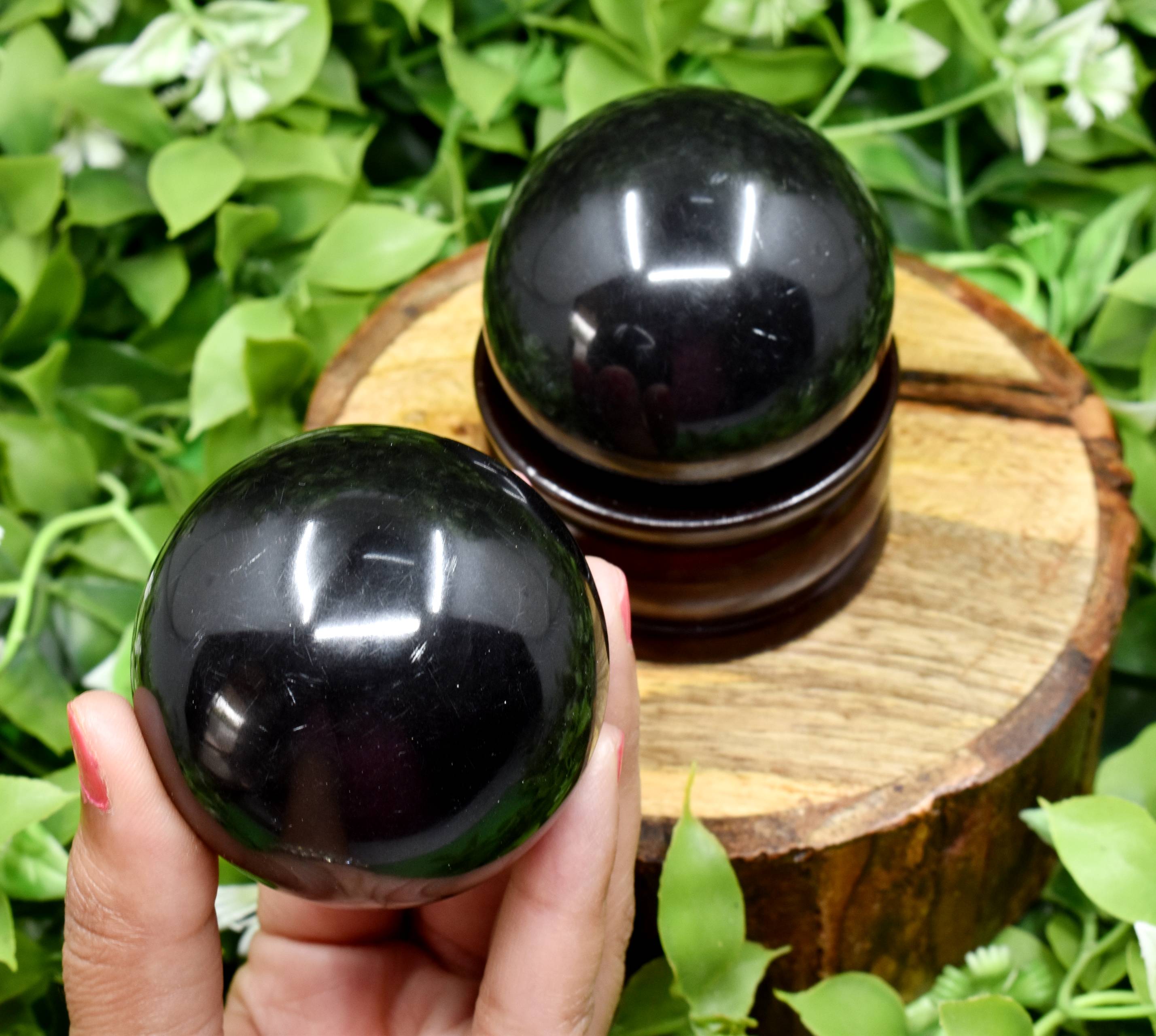 1Pc Black Tourmaline Sphere, Crystal Ball, Healing Sphere.