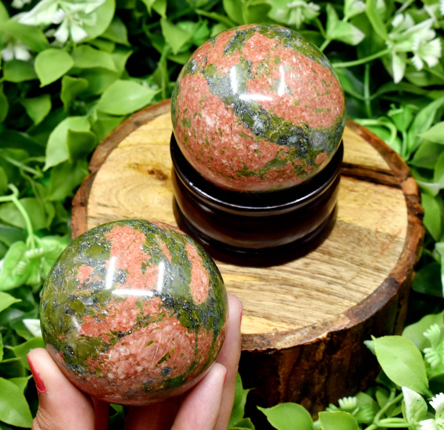 1Pc Unakite Sphere Crystal Ball Healing Sphere  DestGlow