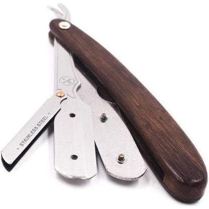 Parker SRDW Clip-Type Dark Sheesham Wood Handle Stainless Steel Straight Barber Shavette Razor by Pasteur Pharmacy